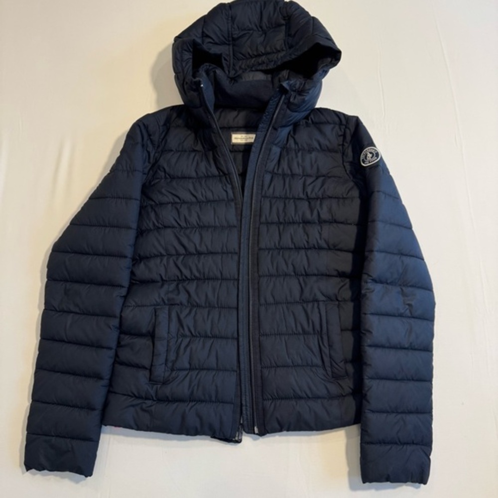 Abercrombie & Fitch Puffer Jacket Women's M Black Hooded Quilted Casual Coat